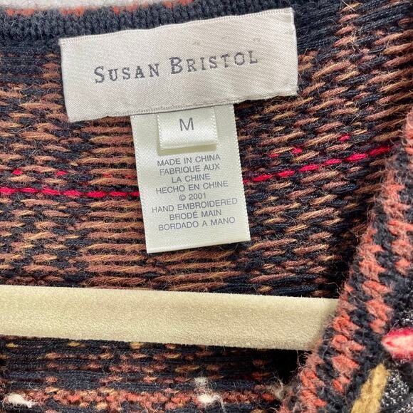 Vintage Y2K Susan Bristol Fall Embroidered Mixed Media Knit Vest Size Medium - Picture 7 of 11